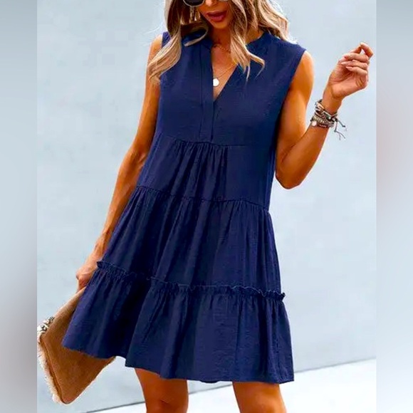 NWT Soft Flowy Tunic Blue mini dress - Picture 1 of 2